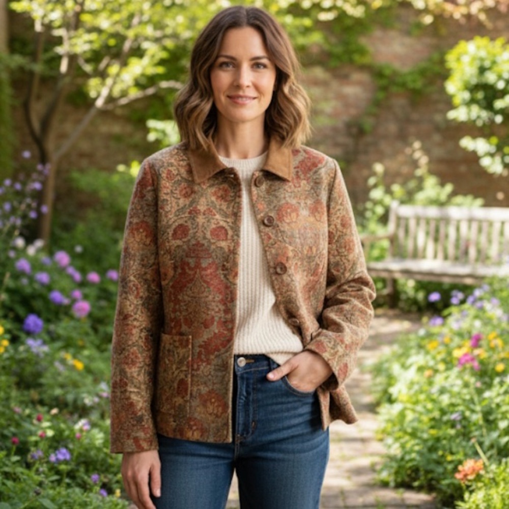 Vintage 90’s Napa Valley Equestrian Tapestry Jacket Boho CottageCore SP